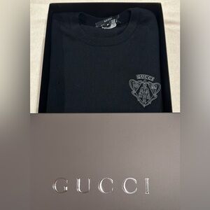 Vintage Gucci “family crest” black wool sweater